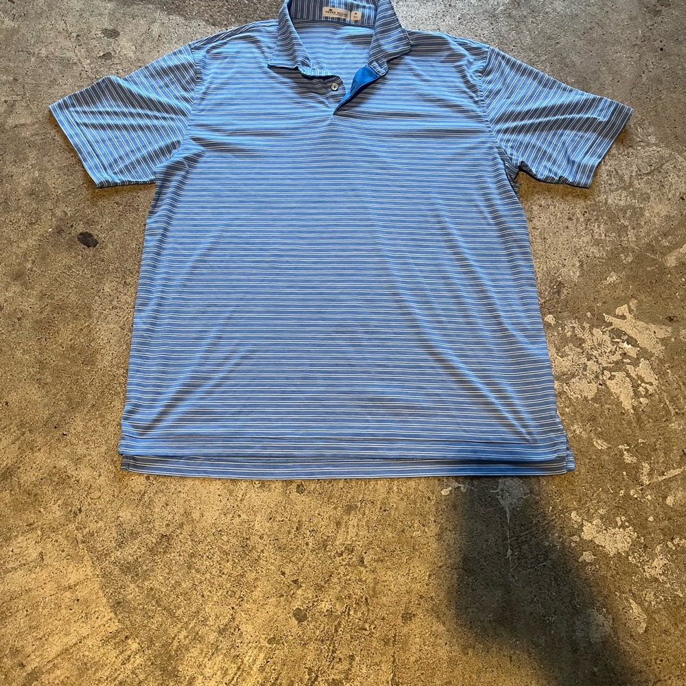Peter Millar Blue Striped Performance Polo
